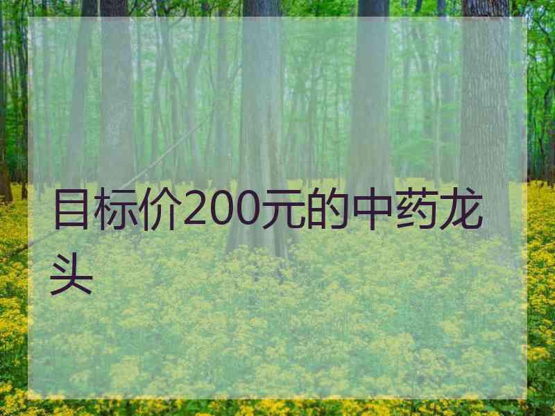 目标价200元的中药龙头