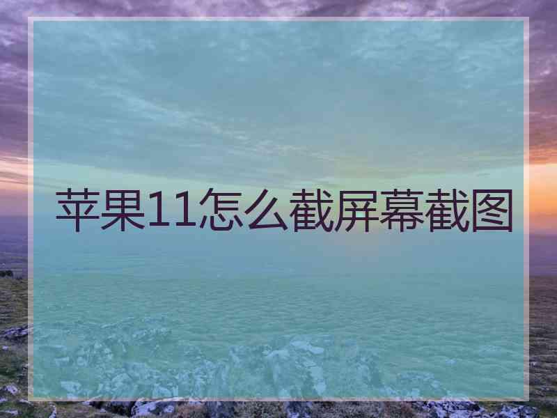 苹果11怎么截屏幕截图