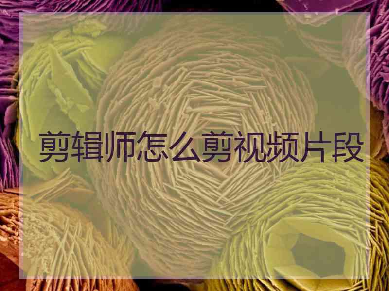 剪辑师怎么剪视频片段