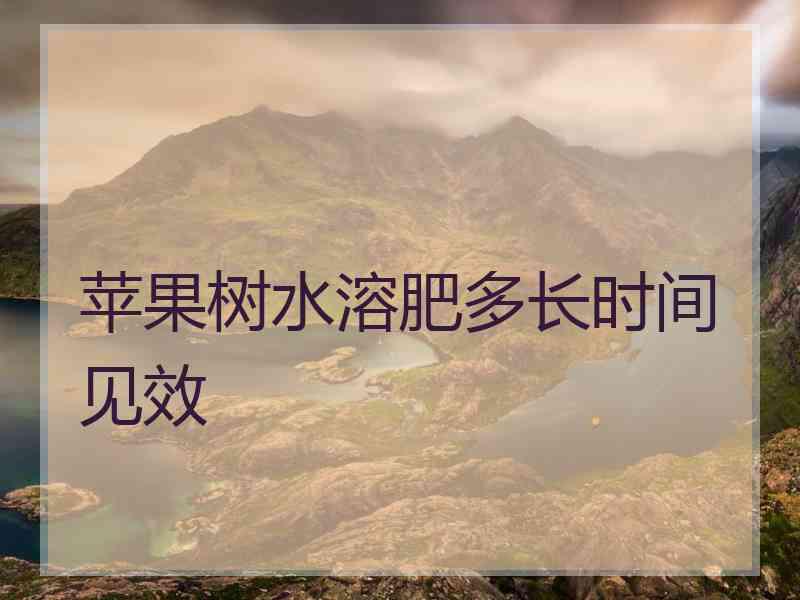 苹果树水溶肥多长时间见效