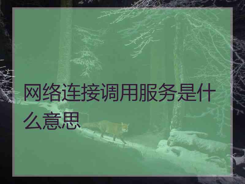 网络连接调用服务是什么意思