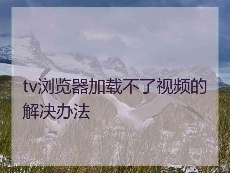 tv浏览器加载不了视频的解决办法