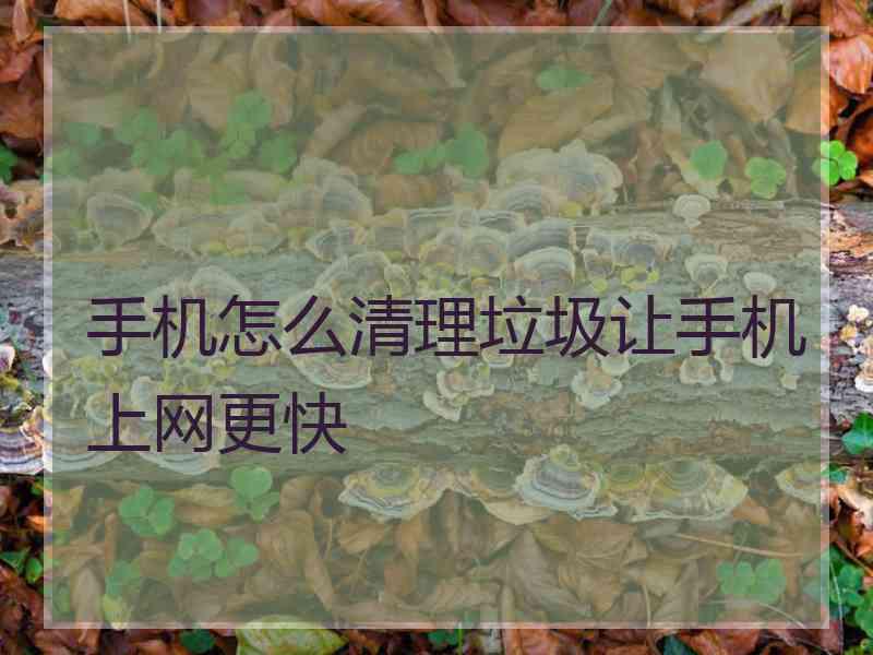 手机怎么清理垃圾让手机上网更快
