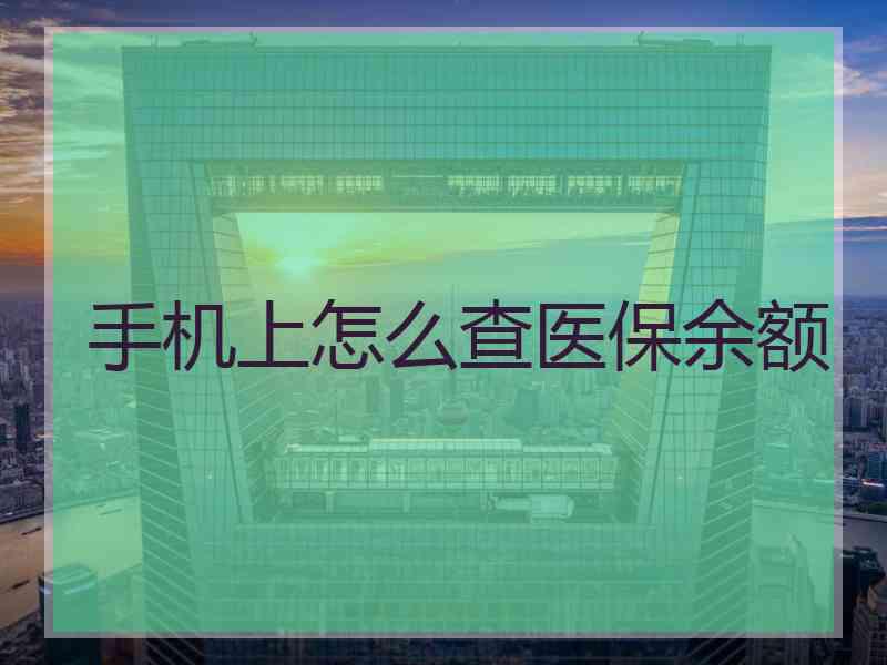 手机上怎么查医保余额